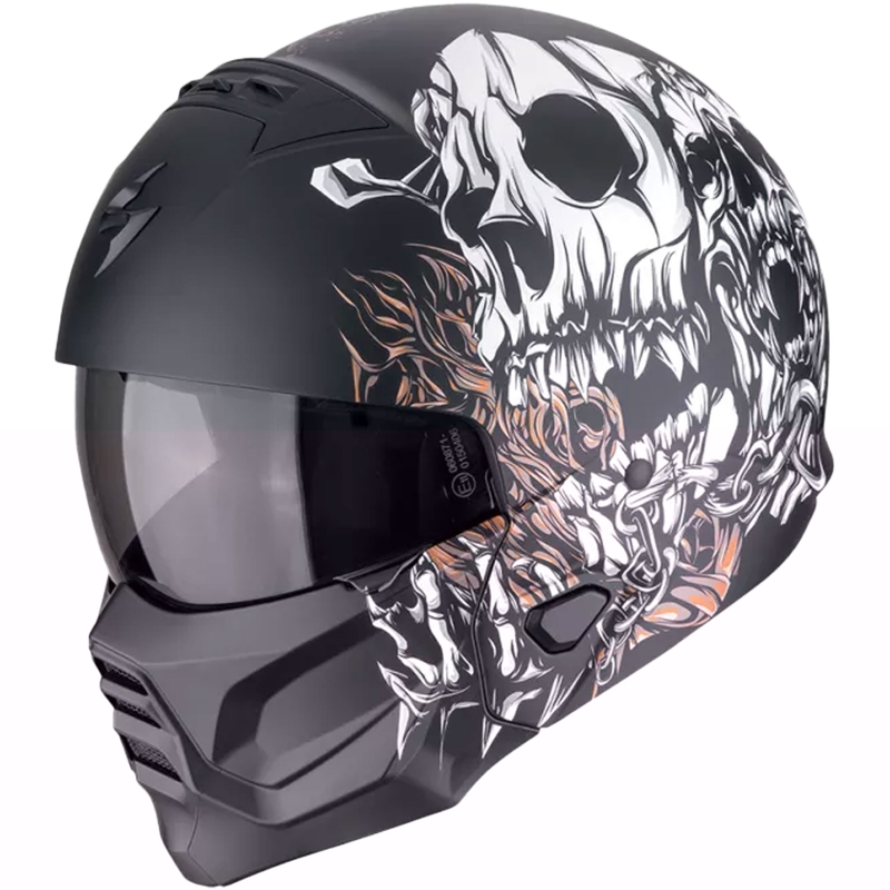Modulær motorcykelhjelm Scorpion EXO-COMBAT II GENESIS mat sort-hvid-guld