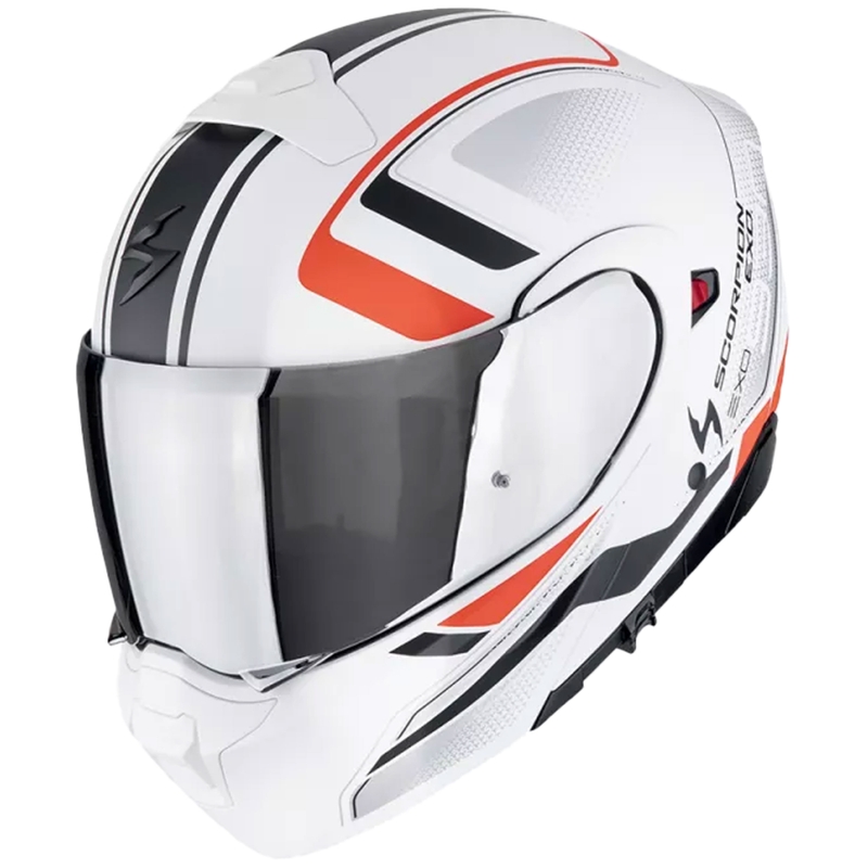 Modulær motorcykelhjelm Scorpion EXO-930 EVO ARDENS metallic hvid-sort-rød