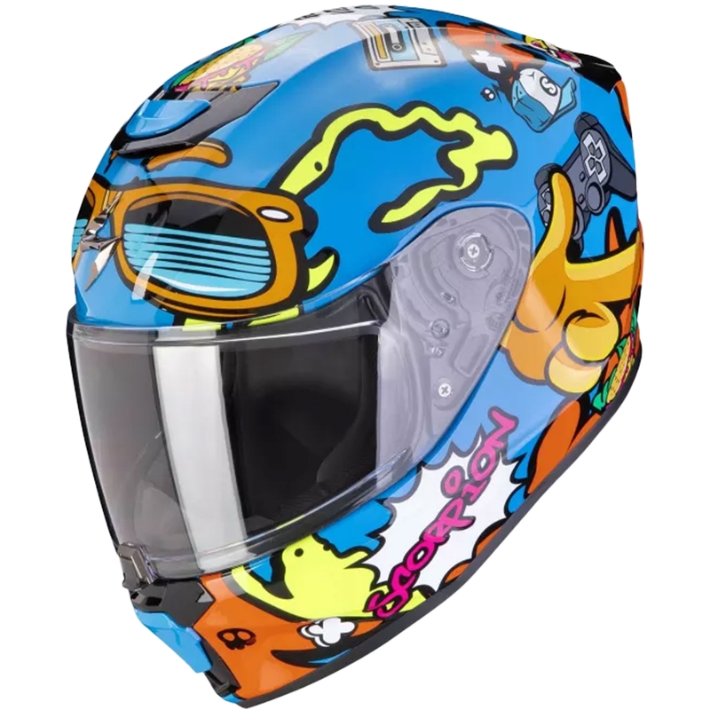 Motorcykelhjelm til børn Scorpion EXO-JNR AIR FUN blå-orange