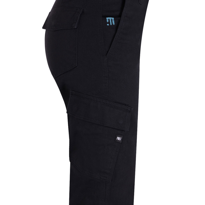 Dame motorcykeljeans PMJ Electra Cargo sort udsalg