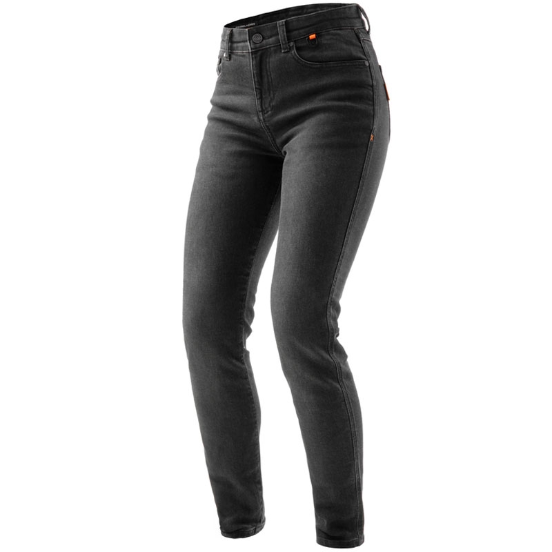 Dame motorcykeljeans Rebelhorn Bronco vasket sort