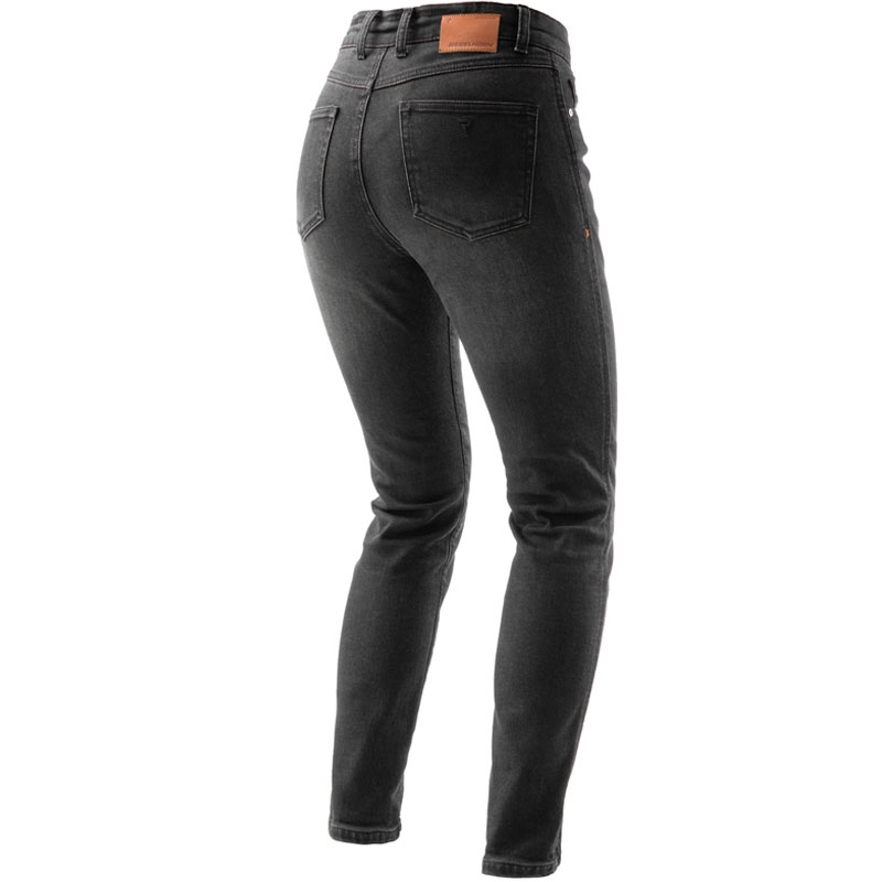 Dame motorcykeljeans Rebelhorn Bronco vasket sort