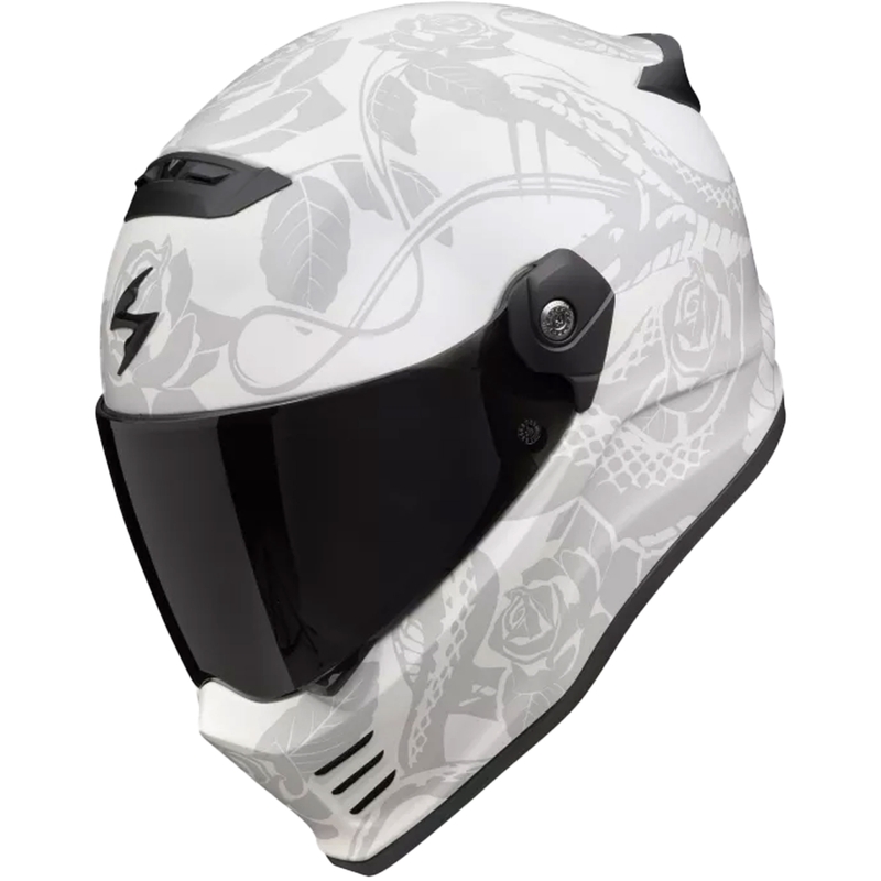Integreret motorcykelhjelm Scorpion Covert FX Dragon mat grå-sølv