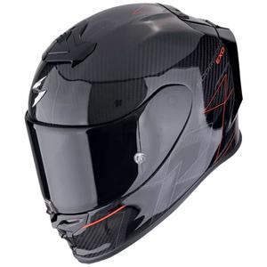 Integreret motorcykelhjelm Scorpion EXO-R1 EVO CARBON AIR CYNERGY sort-rød