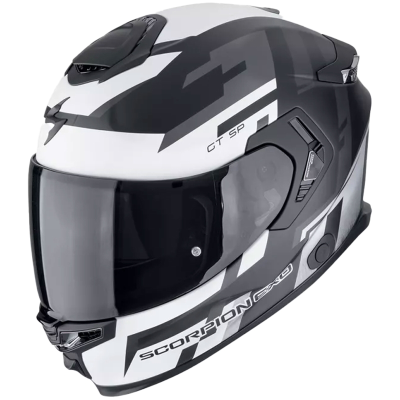 Integreret motorcykelhjelm Scorpion EXO-GT SP AIR TORNADO mat sort-sølv