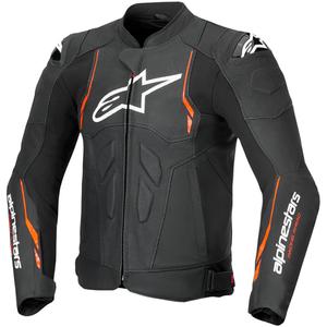 Alpinestars Dusk Airflow motorcykeljakke i læder sort-fluorrød