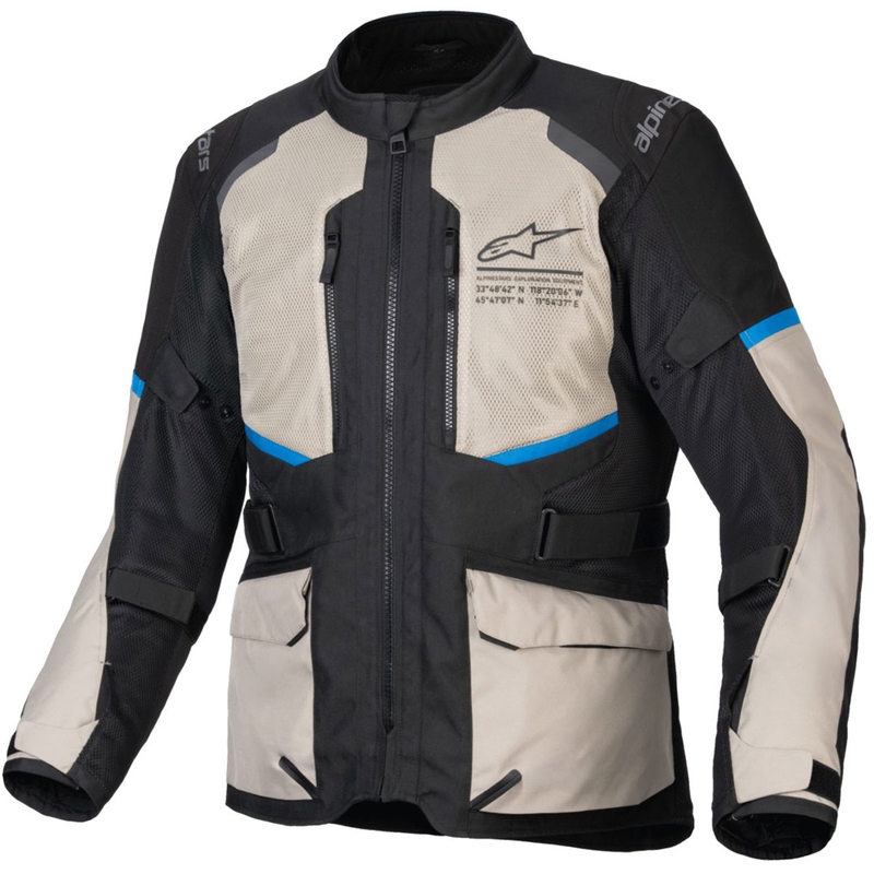 Alpinestars Andes Air Drystar motorcykeljakke sort-grå grøn-blå