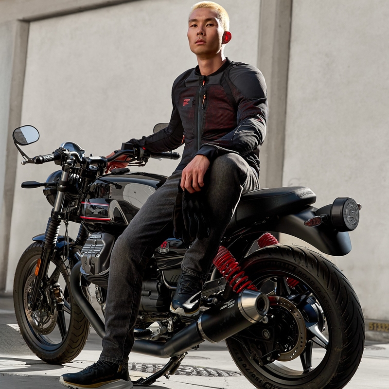 Alpinestars TROOP-AIR PRO motorcykeljakke sort-fluorrød