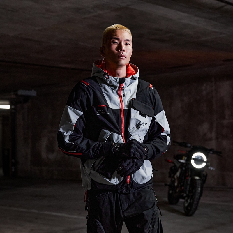 Alpinestars MOGRESS AIR motorcykeljakke sort-mandel-orange