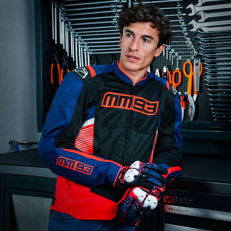 Alpinestars T-SPS Air V2 MM93 motorcykeljakke, fluo-kollektion, rød-blå-sort-hvid