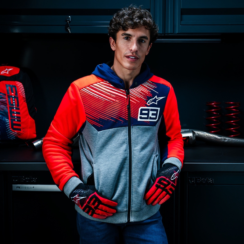 Alpinestars Chrome V2 Sport Hoodie MM93 kollektion lys grå-blå-fluorrød