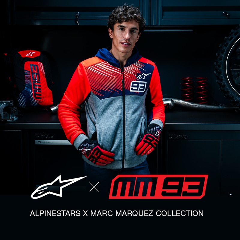 Alpinestars Chrome V2 Sport Hoodie MM93 kollektion lys grå-blå-fluorrød