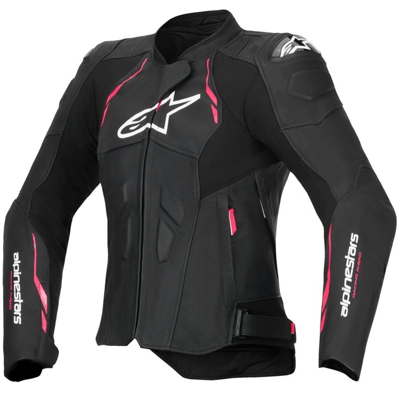 Alpinestars Stella Dusk læder motorcykeljakke til kvinder sort-pink-hvid