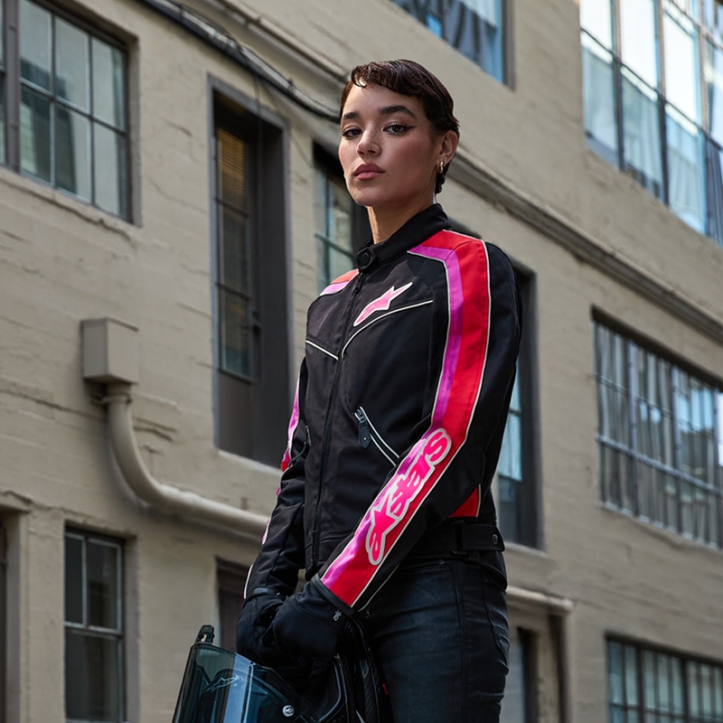 Alpinestars Stella T-Dyno Vandafvisende motorcykeljakke til kvinder Sort-Rød-Pink
