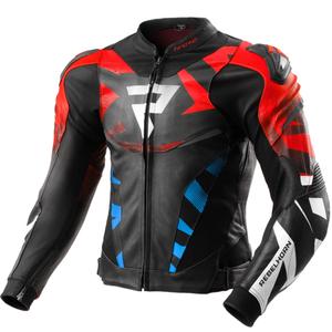 Rebelhorn Inferno sort-blå-hvid-rød motorcykeljakke i læder