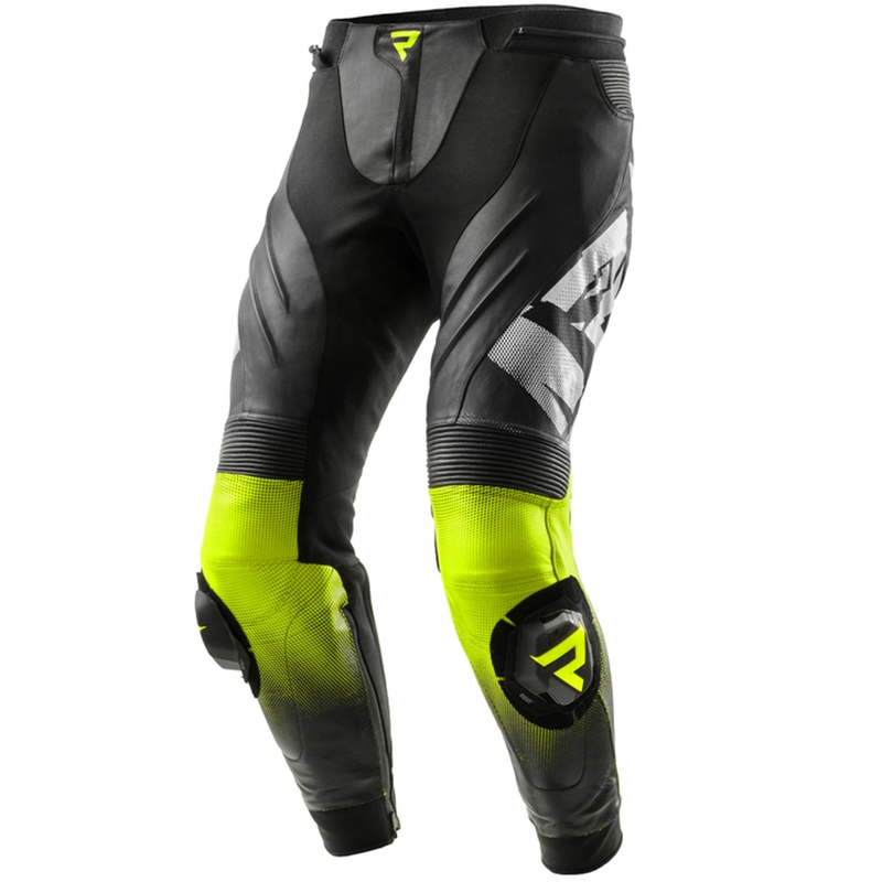 Rebelhorn Inferno Black-Fluo Yellow motorcykelbukser i læder