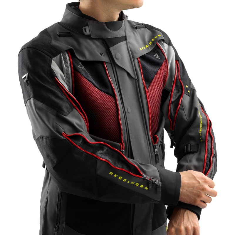 Rebelhorn Hardy 3.0 antracit-grå-gul motorcykeljakke