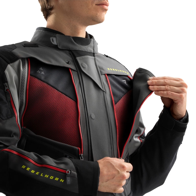 Rebelhorn Hardy 3.0 antracit-grå-gul motorcykeljakke