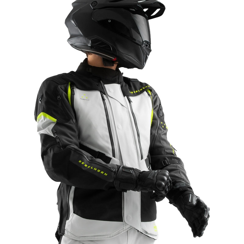 Rebelhorn Hardy 3.0 sort-grå-fluogul motorcykeljakke