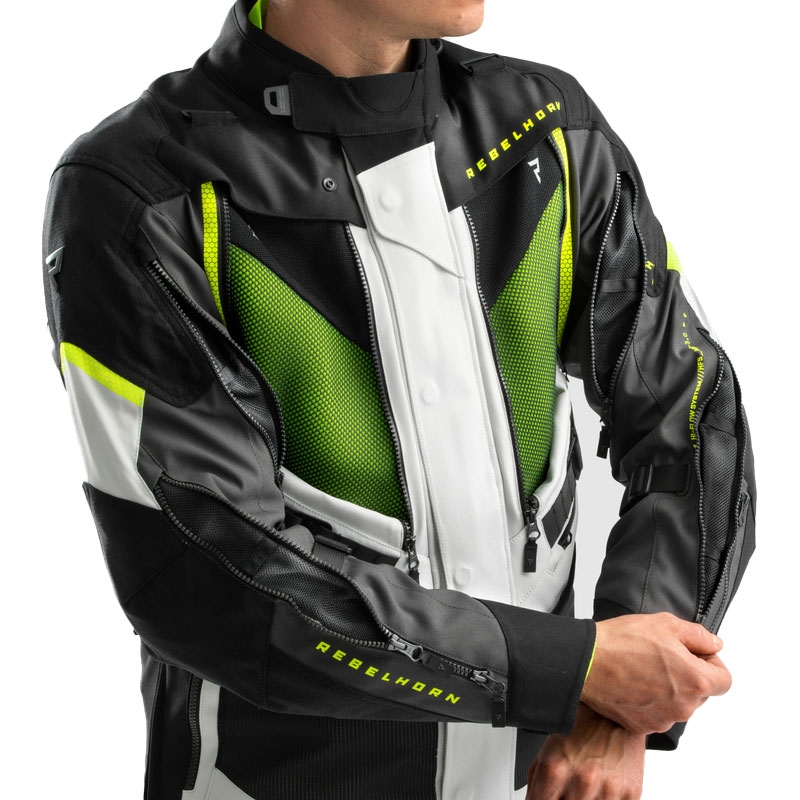 Rebelhorn Hardy 3.0 sort-grå-fluogul motorcykeljakke