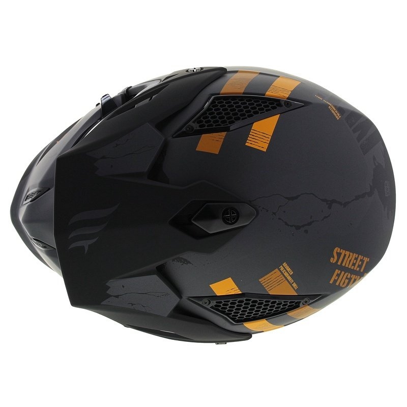 Åben ansigtshjelm med maske MT Streetfighter SV S Skull A12 grå-orange med iridiumvisir