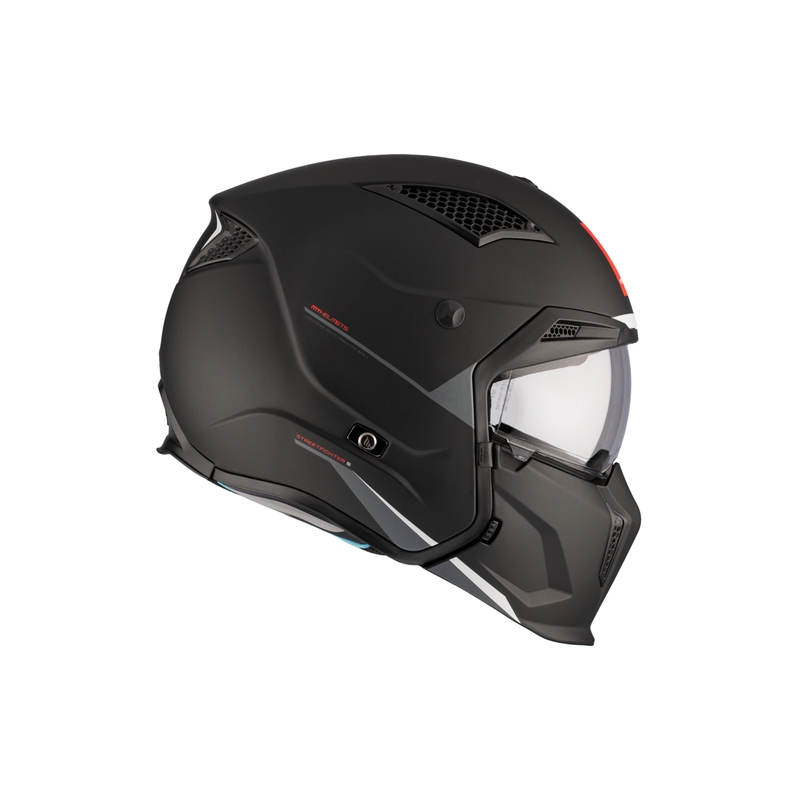 Åben ansigtshjelm med maske MT Streetfighter SV S Solid A1 sort mat med iridiumvisir