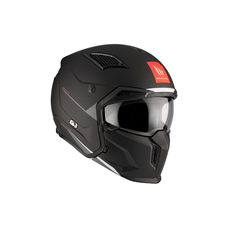 Åben ansigtshjelm med maske MT Streetfighter SV S Solid A1 sort mat med iridiumvisir