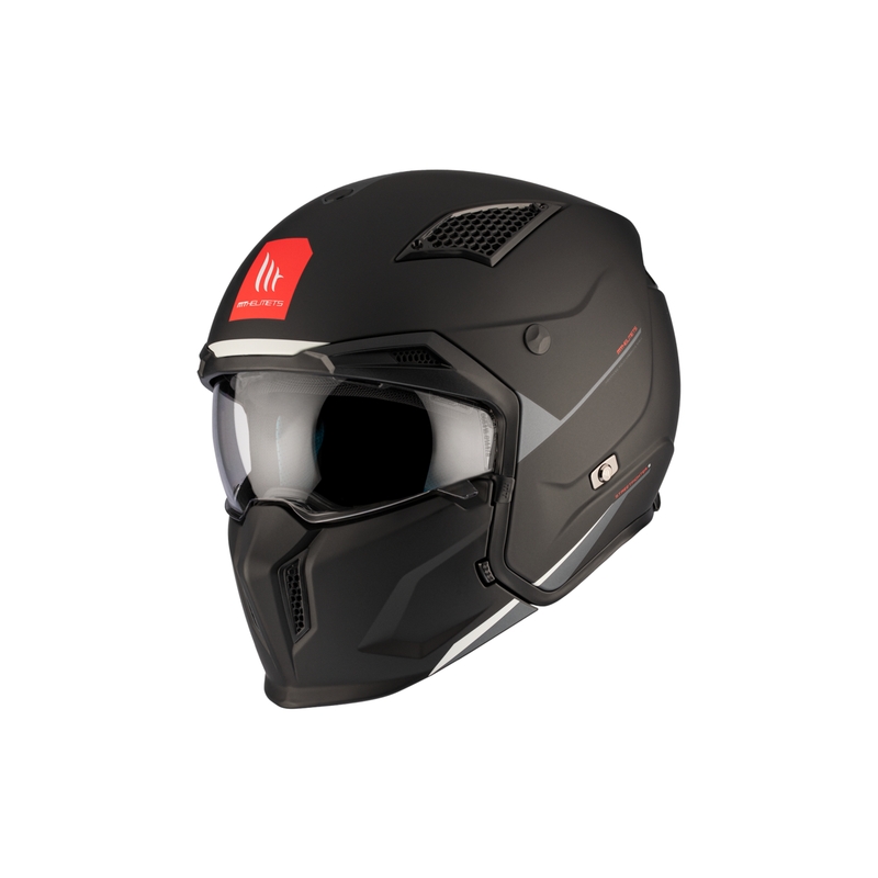 Åben ansigtshjelm med maske MT Streetfighter SV S Solid A1 sort mat med iridiumvisir