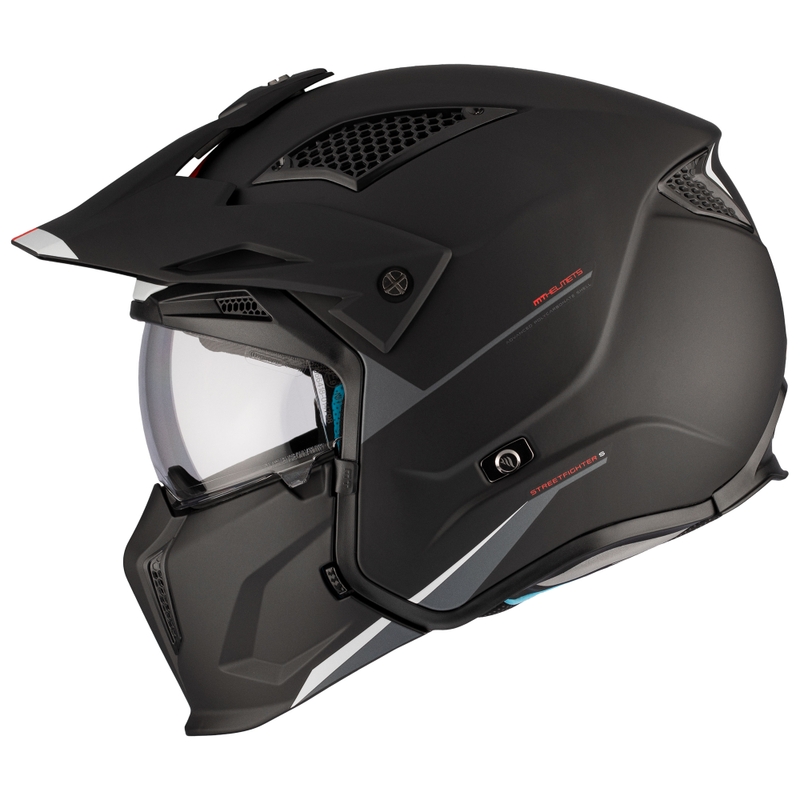 Åben ansigtshjelm med maske MT Streetfighter SV S Solid A1 sort mat med iridiumvisir