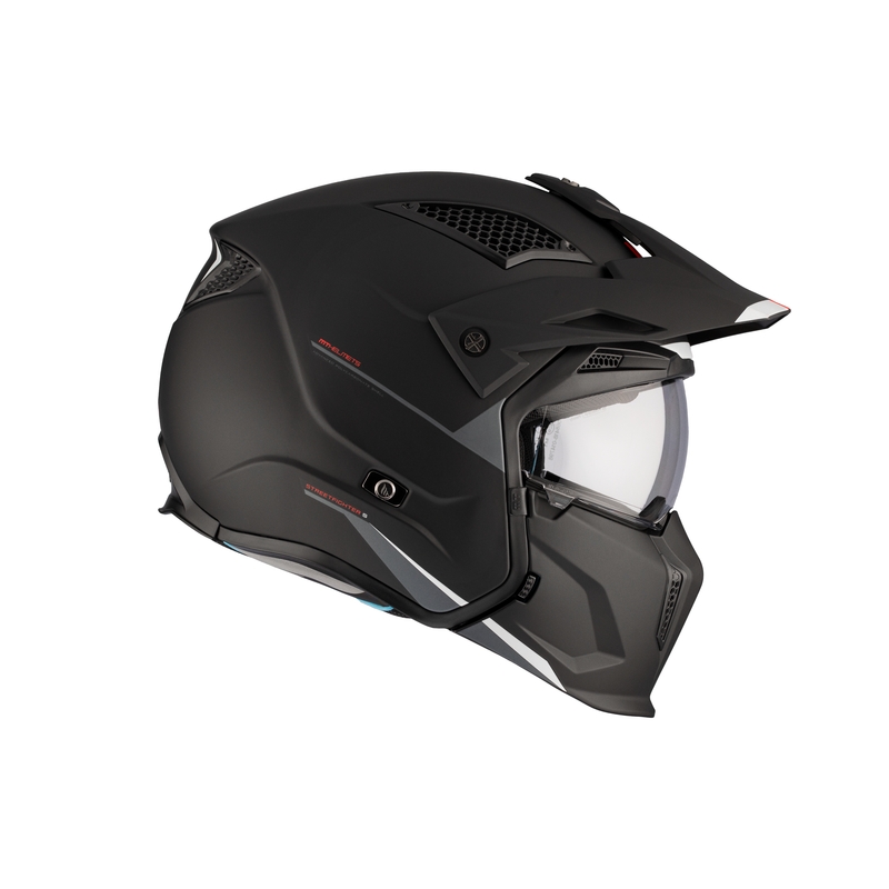 Åben ansigtshjelm med maske MT Streetfighter SV S Solid A1 sort mat med iridiumvisir