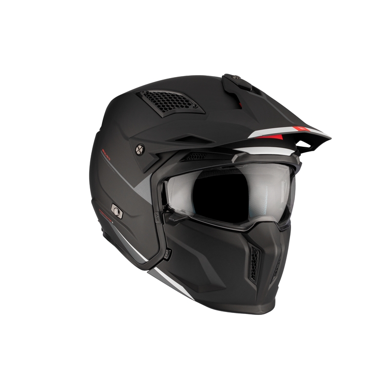 Åben ansigtshjelm med maske MT Streetfighter SV S Solid A1 sort mat med iridiumvisir