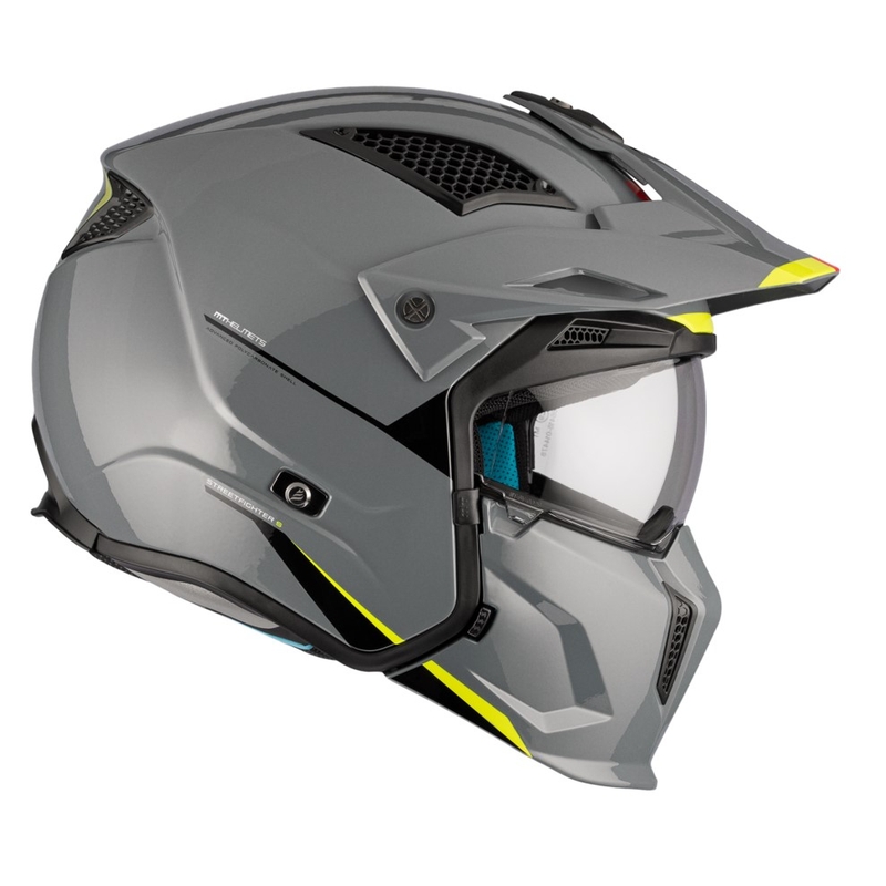 Åben ansigtshjelm med maske MT Streetfighter SV S Solid A22 blank grå med iridiumvisir