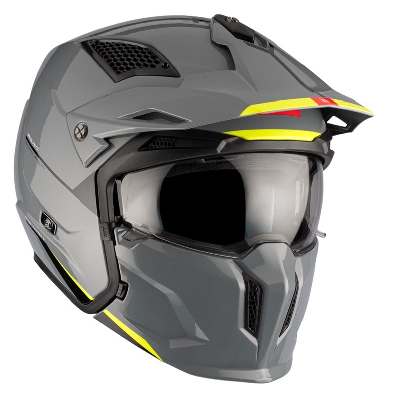 Åben ansigtshjelm med maske MT Streetfighter SV S Solid A22 blank grå med iridiumvisir