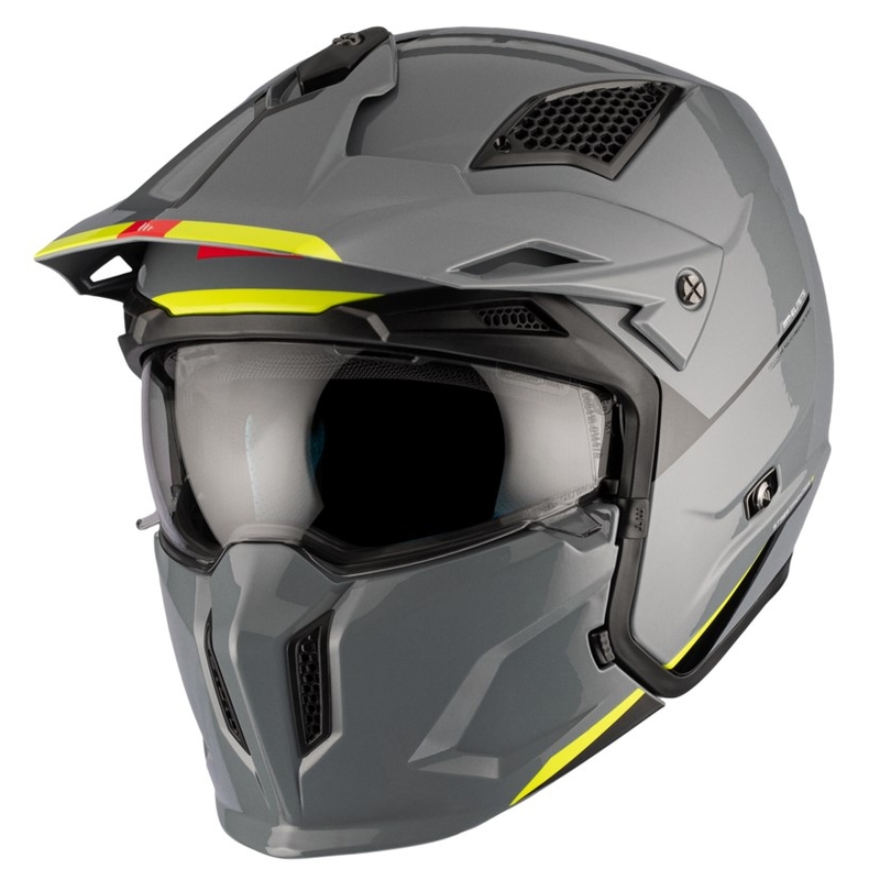 Åben ansigtshjelm med maske MT Streetfighter SV S Solid A22 blank grå med iridiumvisir