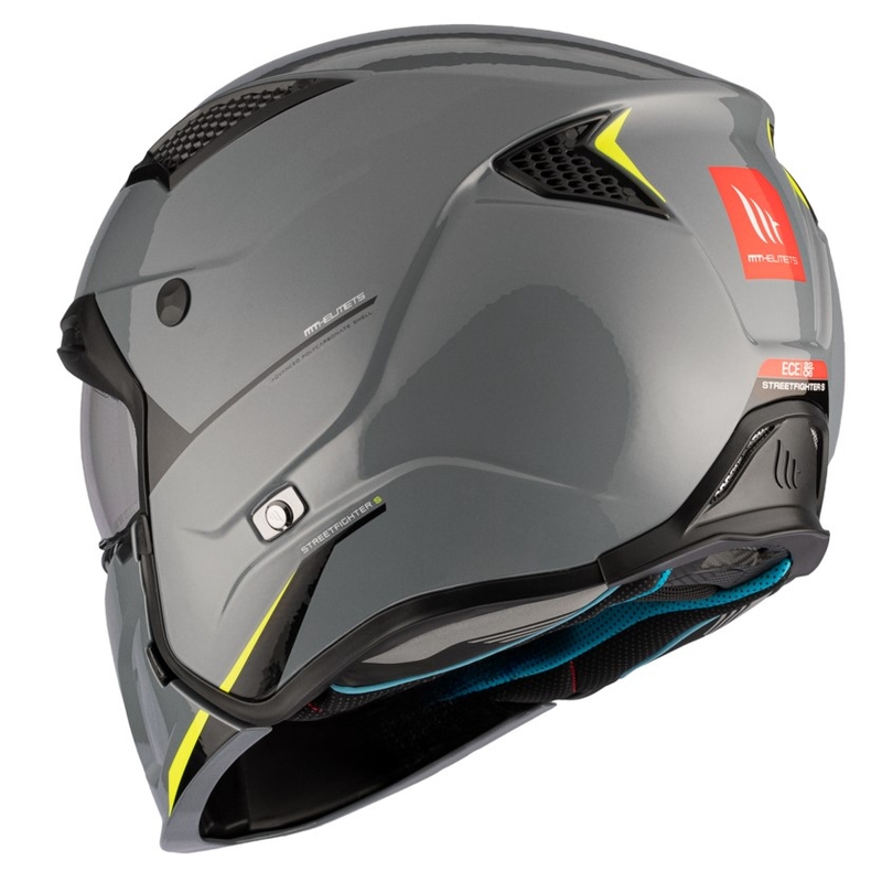 Åben ansigtshjelm med maske MT Streetfighter SV S Solid A22 blank grå med iridiumvisir