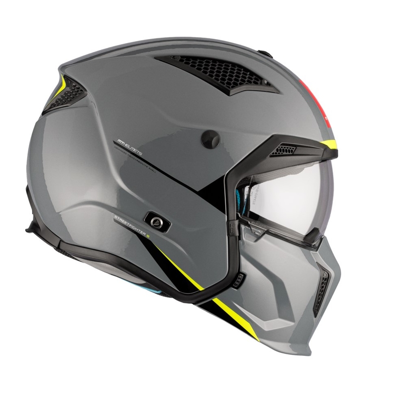 Åben ansigtshjelm med maske MT Streetfighter SV S Solid A22 blank grå med iridiumvisir