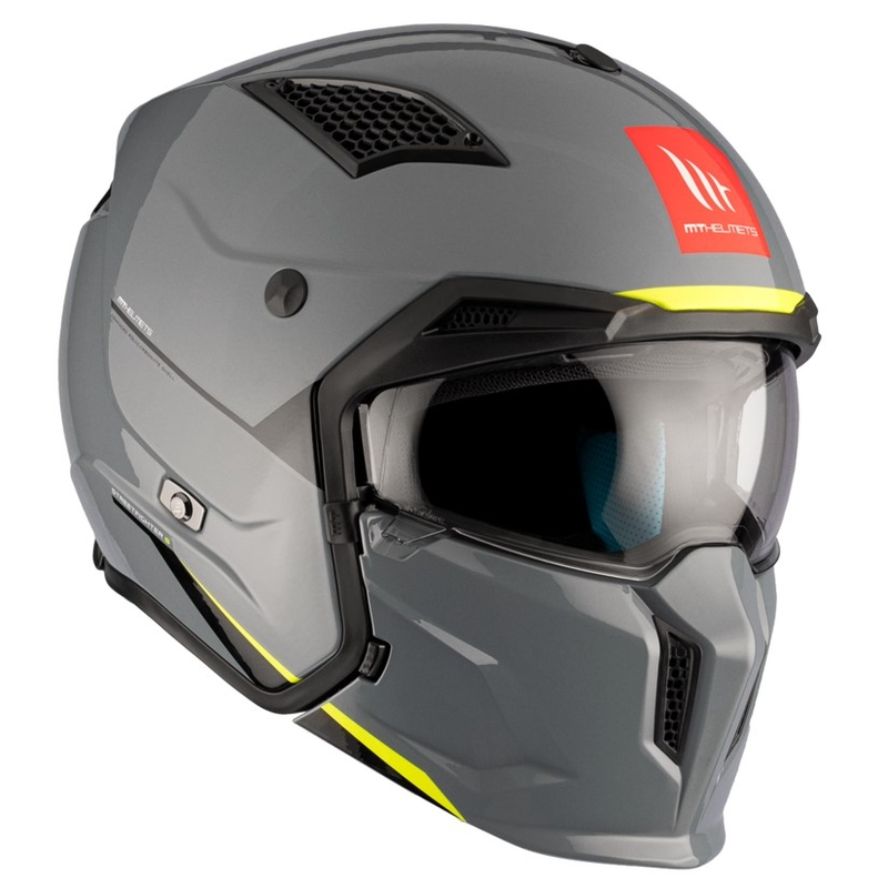 Åben ansigtshjelm med maske MT Streetfighter SV S Solid A22 blank grå med iridiumvisir