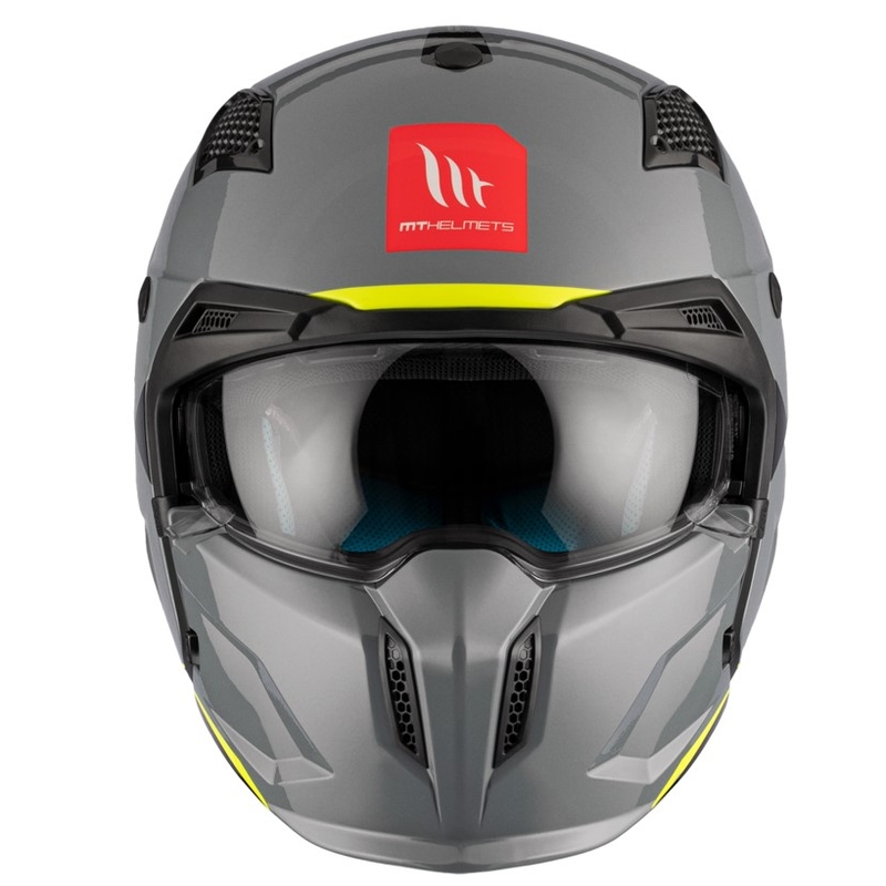 Åben ansigtshjelm med maske MT Streetfighter SV S Solid A22 blank grå med iridiumvisir