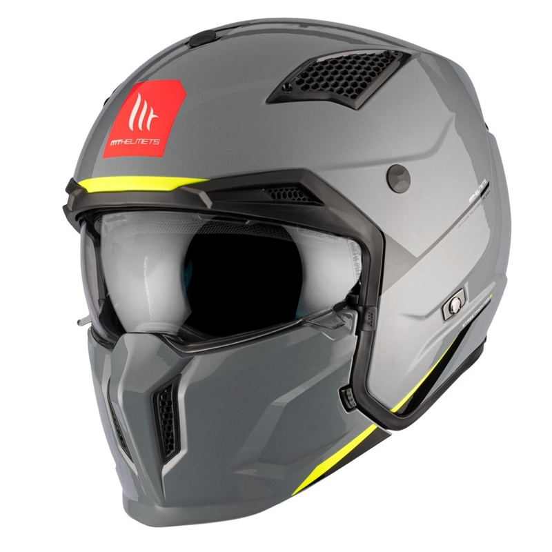 Åben ansigtshjelm med maske MT Streetfighter SV S Solid A22 blank grå med iridiumvisir