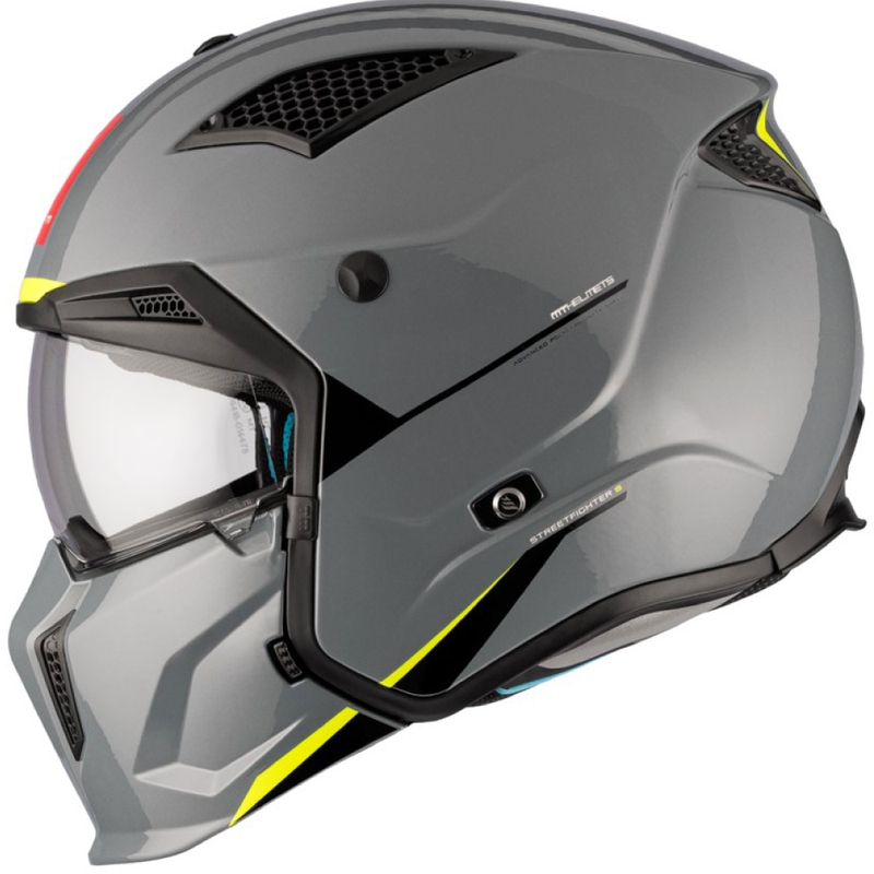 Åben ansigtshjelm med maske MT Streetfighter SV S Solid A22 blank grå med iridiumvisir