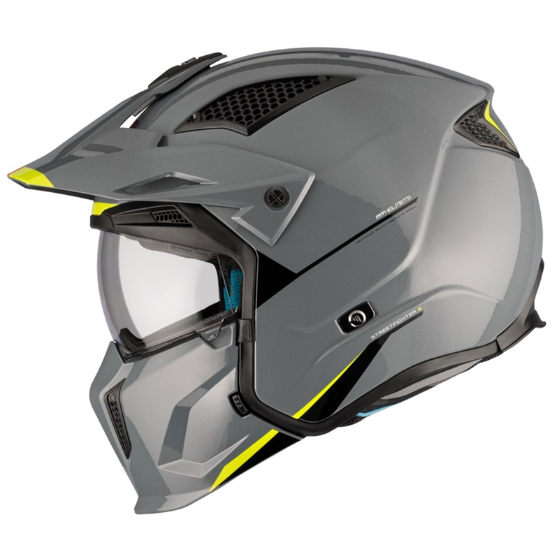 Åben ansigtshjelm med maske MT Streetfighter SV S Solid A22 blank grå med iridiumvisir