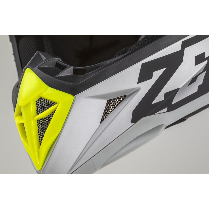 Motocrosshjelm til børn ZED X1.9D TENDO mat sort-mørkegrå-lysgrå-fluogul