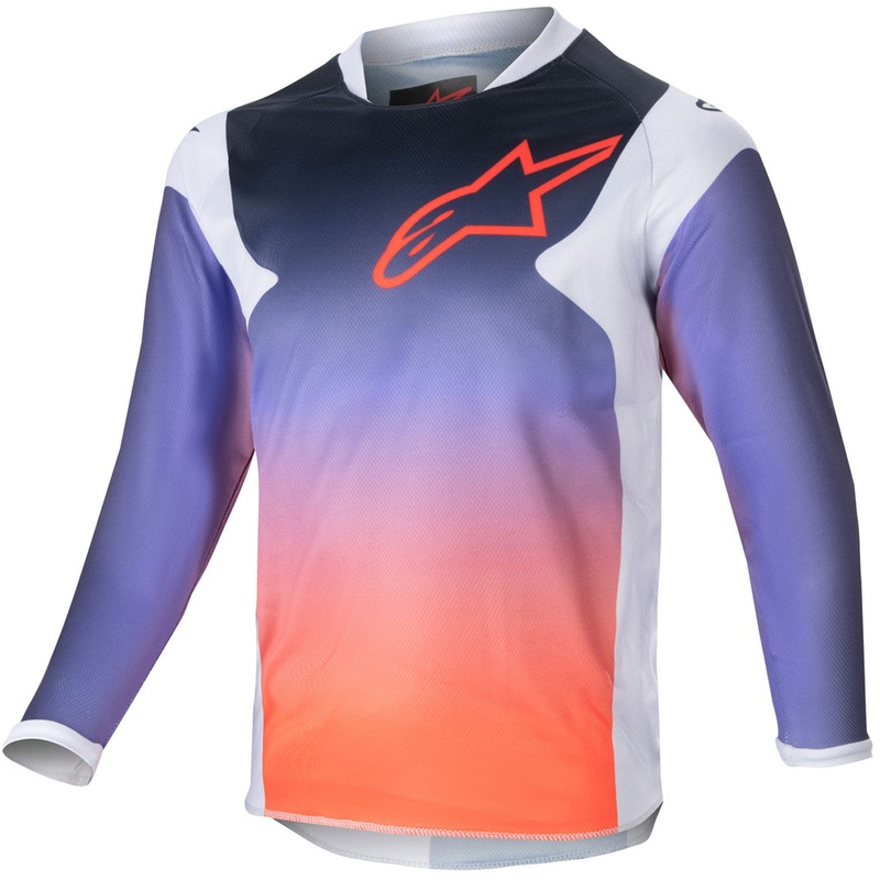 Alpinestars Racer Hoen Kids Motocross-trøje Lysegrå-Gradient-Sort