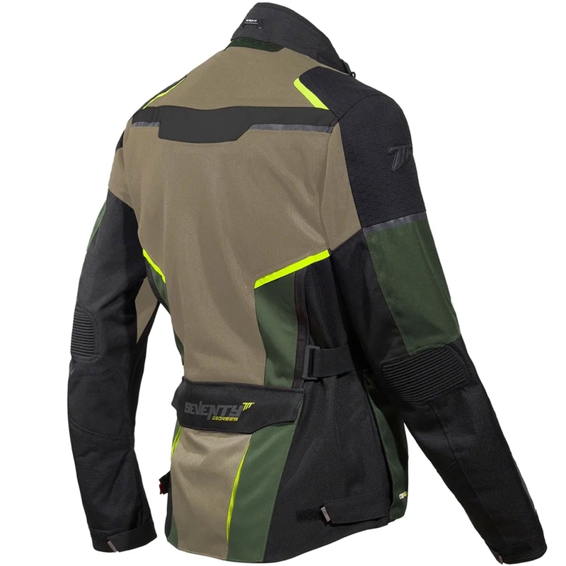 Halvfjerds grader SD-JT70 Atacama motorcykeljakke Sand-Grøn-Fluo Gul