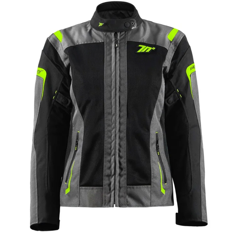Dame motorcykeljakke Seventy Degrees SD-JT68 Sahara sort-fluo gul