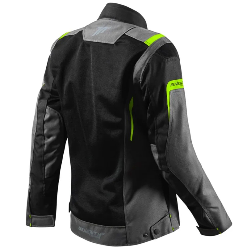 Dame motorcykeljakke Seventy Degrees SD-JT68 Sahara sort-fluo gul