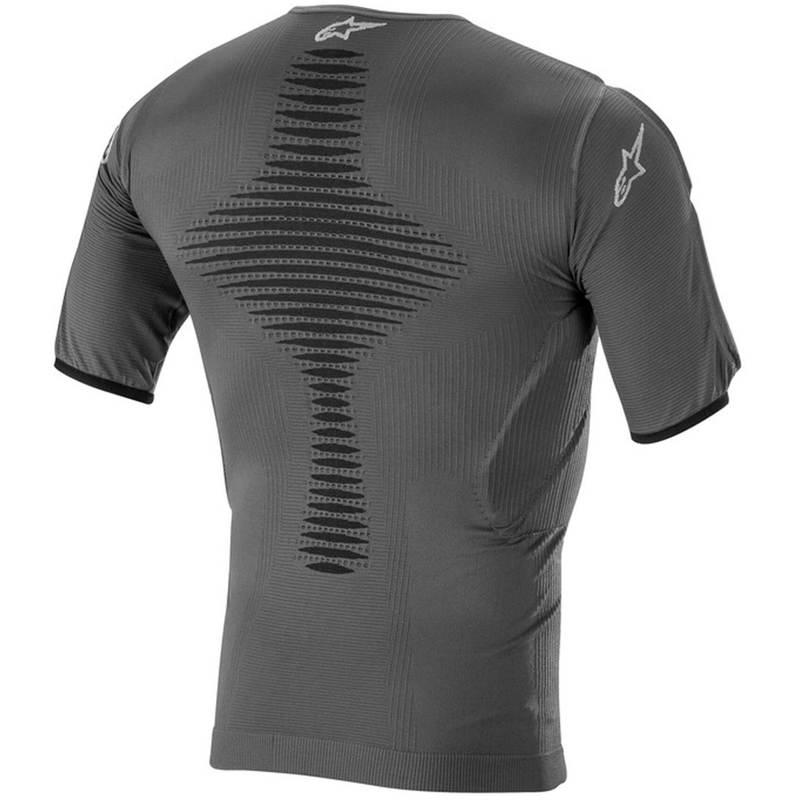 Alpinestars Roost Base antracit-sort kortærmet termotrøje med beskyttere
