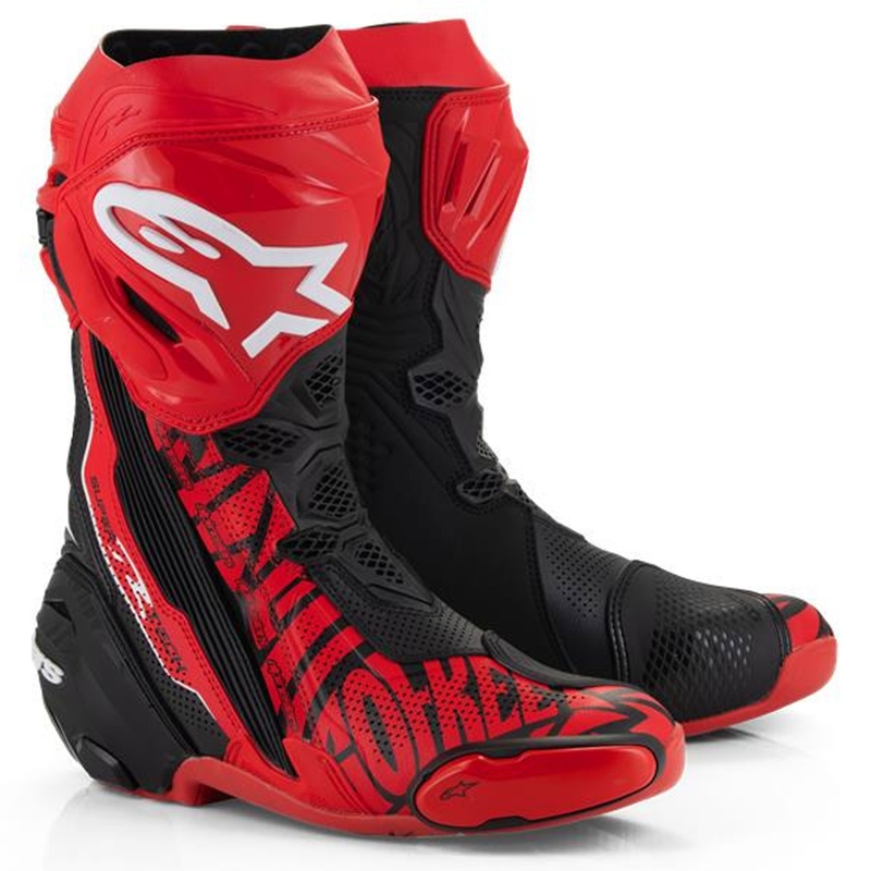 Alpinestars Supertech R Ventede motorcykelstøvler limited edition Francesco Bagnaia rød-sort