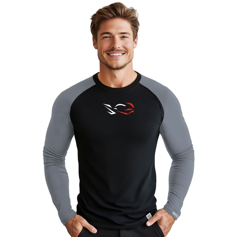 Herre funktionel T-shirt nanosilver® Combi Ride sort-grå