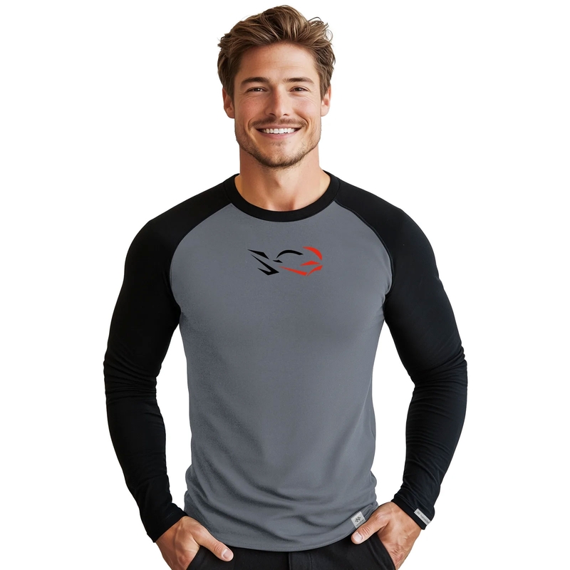 Herre funktionel T-shirt nanosilver® Combi Ride grå-sort